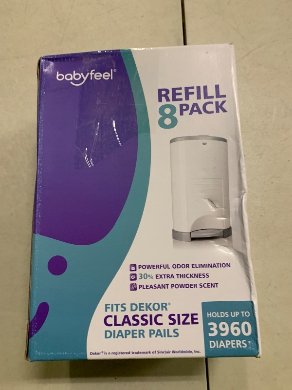 Photo 1 of Babyfeel Refills for DEKOR PLUS Diaper Pails, 8 Pack, Exclusive 30% Extra Thickness, Fresh Powder Scent, Holds up to 4640 Diapers