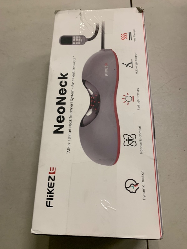 Photo 1 of FliKEZE Heated Neck Stretcher with Red Light Therapy, Wireless Cervical Traction Device for TMJ Pain Relief and Shoulder Relaxer, Neck Traction Massager Pillow for Home/Office Used, Grey