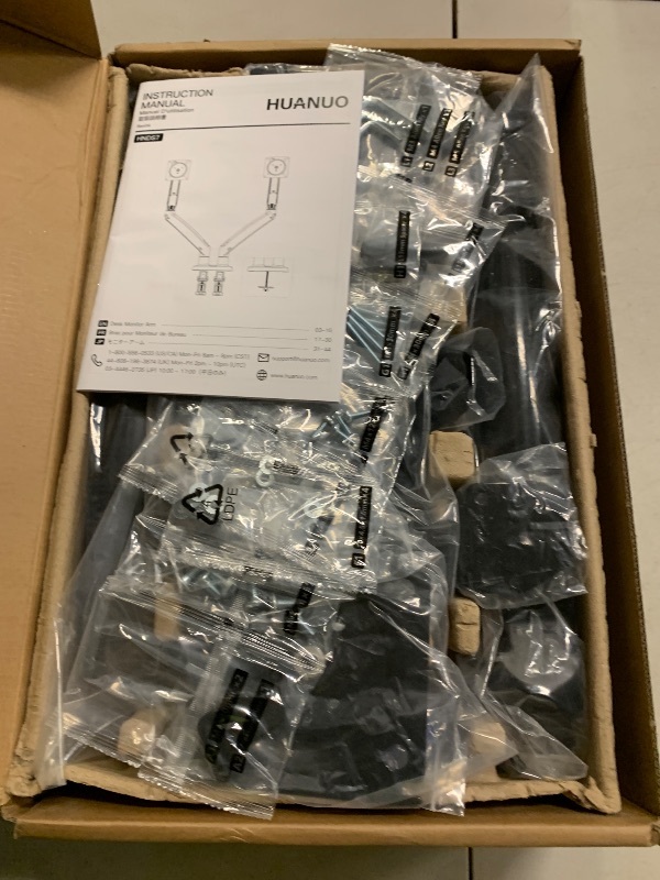 Photo 1 of HUANUO Dual Monitor Stand for 13?–40?, Premium Dual Monitor Mount with USB, Height Adjustable Monitor Stand for 2 Monitors, VESA Mount with Clamp/Grommet Base, Holds 26.4lbs per Arm, HNDS7