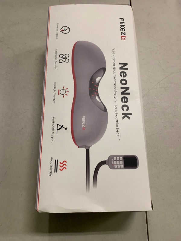 Photo 1 of FliKEZE Heated Neck Stretcher with Red Light Therapy, Wireless Cervical Traction Device for TMJ Pain Relief and Shoulder Relaxer, Neck Traction Massager Pillow for Home/Office Used, Grey