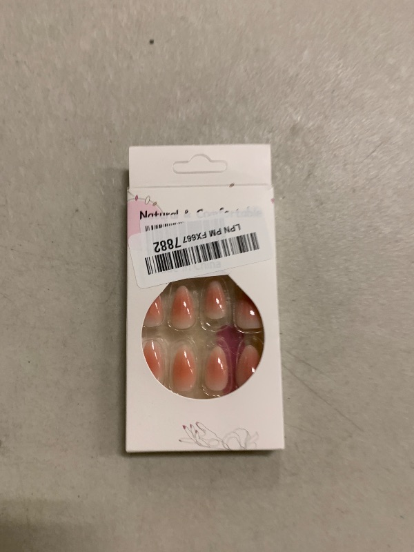Photo 1 of 24Pcs Fake Nails Nude Press on Nails Short Almond False Nails Gradient Nails Press Ons Glossy Full Cover Stick on Nail DIY Acrylic Glue on Nail for Women and Girls