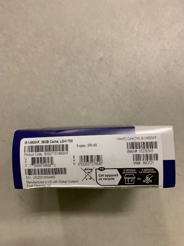 Photo 1 of Intel® Core™ i9-14900KF New Gaming Desktop Processor 24 cores (8 P-cores + 16 E-cores) - Unlocked