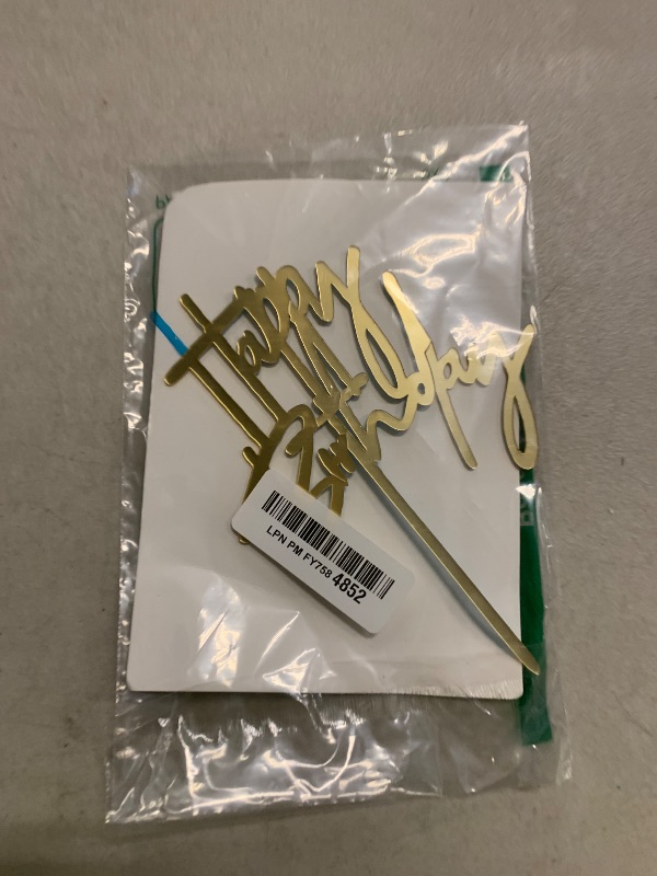 Photo 1 of 1PCS Gold Birthday Cake Topper, 5.3 x 7.2 Inches Acrylic Happy Birthday Cake Sign, Glitter Mirror Cake Topper Decorations for Anniversary, Bridal Shower, Birthday Party Supplies?