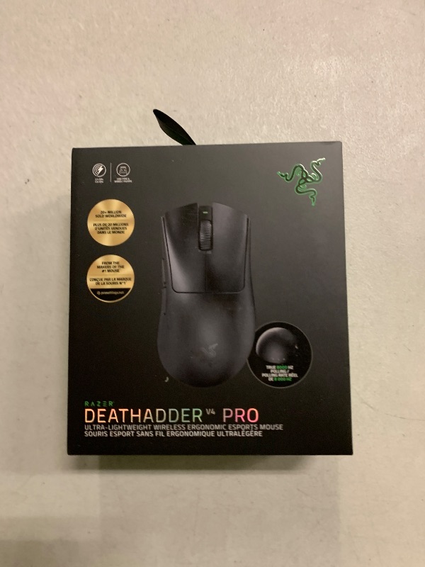 Photo 1 of Razer DeathAdder V4 Pro Wireless Gaming Mouse: 56g Lightweight - HyperSpeed Wireless Gen-2 - Optical Scroll Wheel - Optical Switches Gen-4 - Focus Pro 45K Sensor Gen-2 - Up to 150 Hr Battery - Black