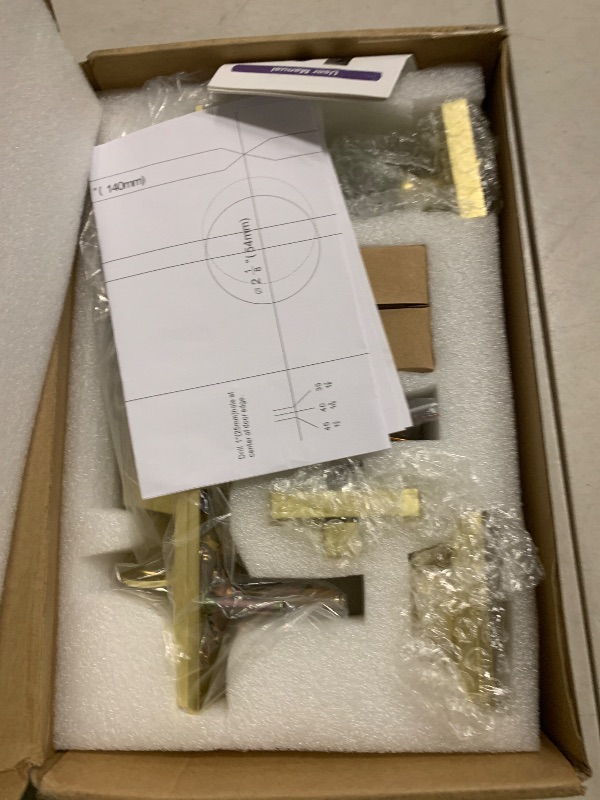 Photo 1 of EHOMEWARE Gold Front Door Lock Set, Front Door Handle with Single Deadbolt, Heavy Duty Exterior Door Lock Set, Satin Brass Entry Door Handle, Modern Glass Door Knobs, Universal Fit