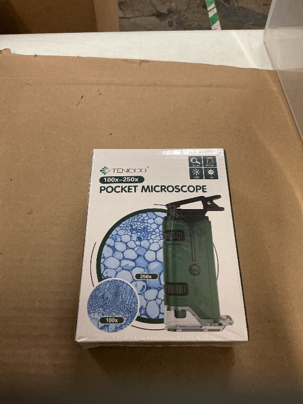 Photo 1 of 100x-250x Pocket Microscope for Kids Adults, Protable Handheld Miniscope, Mini Microscope Kit for Kids Adults Home School Lab Biology Science Education, Green