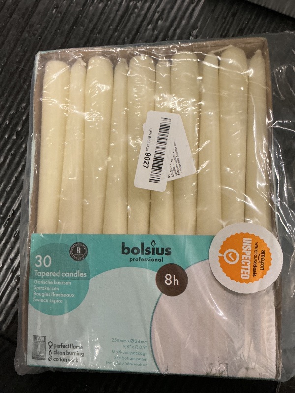 Photo 1 of BOLSIUS 60 Count Household Ivory Taper Candles - 10 Inches - Premium European Quality - 8 Hours Burn Time - Unscented Dripless and Smokeless Home Decor, Restaurant, Wedding, and Party Candlesticks