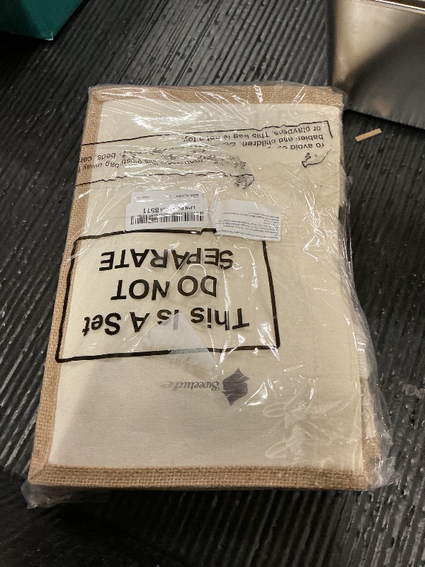 Photo 1 of Sweetude 4 Set Jute Burlap Tote Bag with Canvas Makeup Pouch Reusable DIY Craft Blank Gift Bags for Wedding Bridesmaid(Beige)