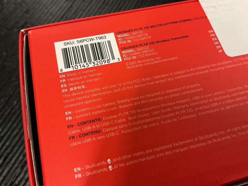 Photo 1 of Skullcandy Crusher PLYR 720 Wireless Gaming Headset, Ultimate Immersion and Comfort, THX Spatial Audio, Multi-Sensory Bass and Platform- Digi-Black, Removable Mic, PC, PlayStation, Nintendo