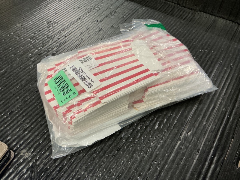 Photo 1 of 100 Pack 4oz French Fry Box Small French Fry Containers Black and White Stripes French Fry Holder Disposable Popcorn Cups Paper Takeout Boxes for Black and White Party (Red, 100 pack)