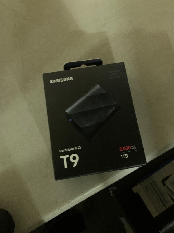 Photo 1 of Samsung T9 Portable SSD 1TB, USB 3.2 Gen 2x2 External Solid State Drive, Seq. Read Speeds Up to 2,000MB/s for Gaming, Students and Professionals, MU-PG1T0B/AM, Black