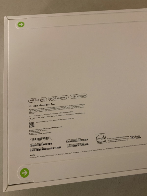 Photo 1 of Apple 2026 MacBook Pro Laptop with Apple M5 Pro chip with 15-core CPU and 16-core GPU: Built for AI, 14.2-inch Liquid Retina XDR Display, 24GB Unified Memory, 1TB SSD, Wi-Fi 7; Silver