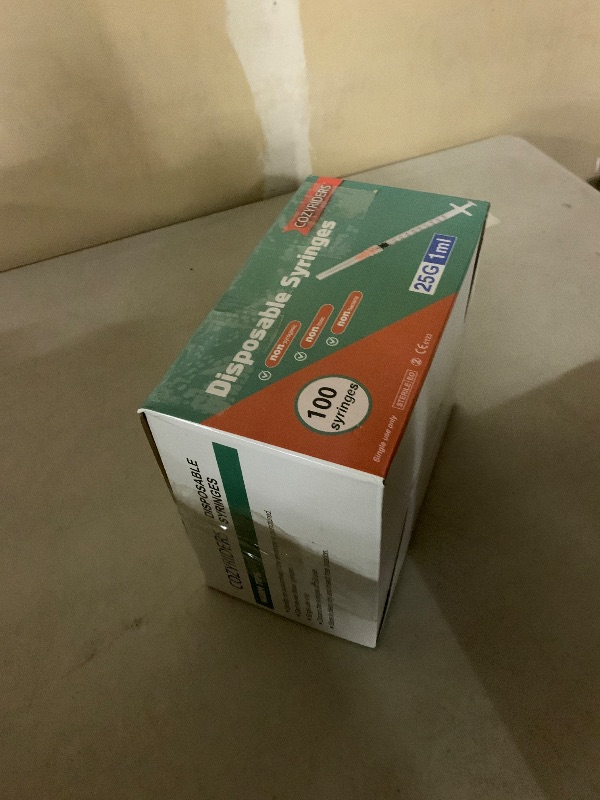 Photo 1 of 1ml ,100 Pack, 25G 1 inch Syringes with Needle, Needle Luer Lock Syringe, Individually Sealed Package for Scientific Labs,Feeding Small Animals,Dispensing,Applicator,Watering.