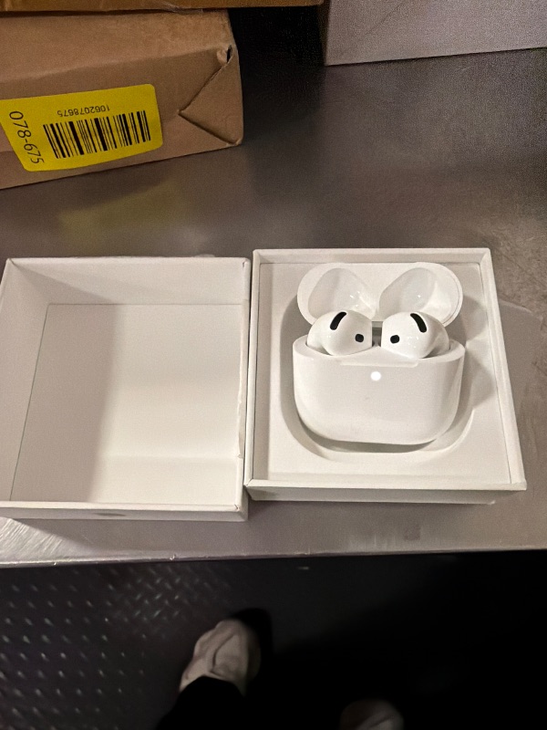Photo 3 of Apple AirPods 4 Wireless Earbuds, Bluetooth Headphones, with Active Noise Cancellation, Adaptive, Transparency Mode, Personalized Spatial Audio, USB-C Charging Case, Wireless Charging, H2 Chip