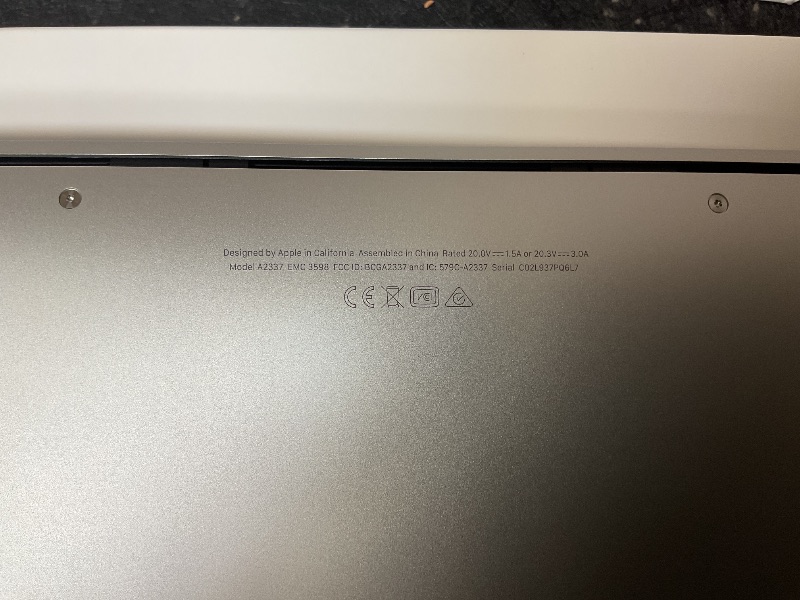 Photo 1 of SEE NOTES AND PICTURES…………2020 Apple MacBook Air Laptop: Apple M1 Chip, 13” Retina Display, 8GB RAM, 256GB SSD Storage, Backlit Keyboard, FaceTime HD Camera, Touch ID. Works with iPhone/iPad; Silver