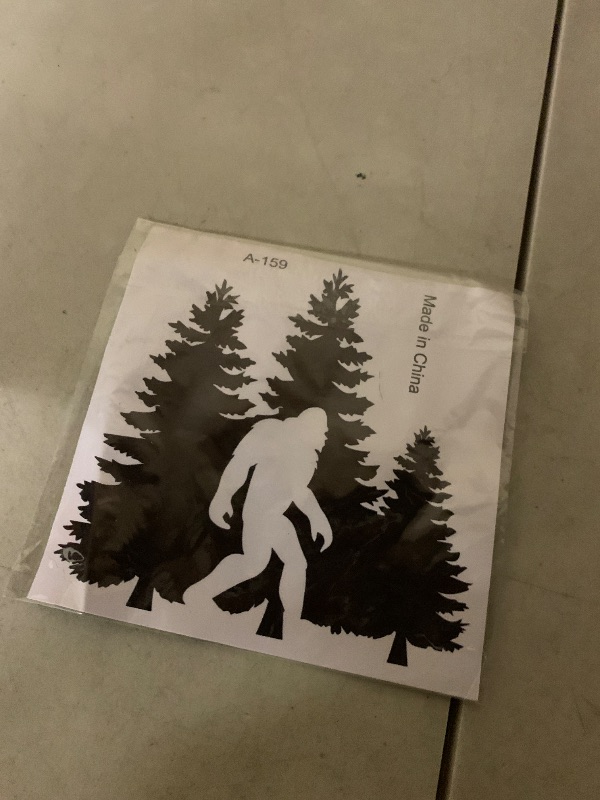 Photo 1 of 2 PCS Bigfoot Forest Scene Waterproof Vinyl DecaI Black Silhouette Stickers for Car Wall Laptop Removable Decorative Decals A-159