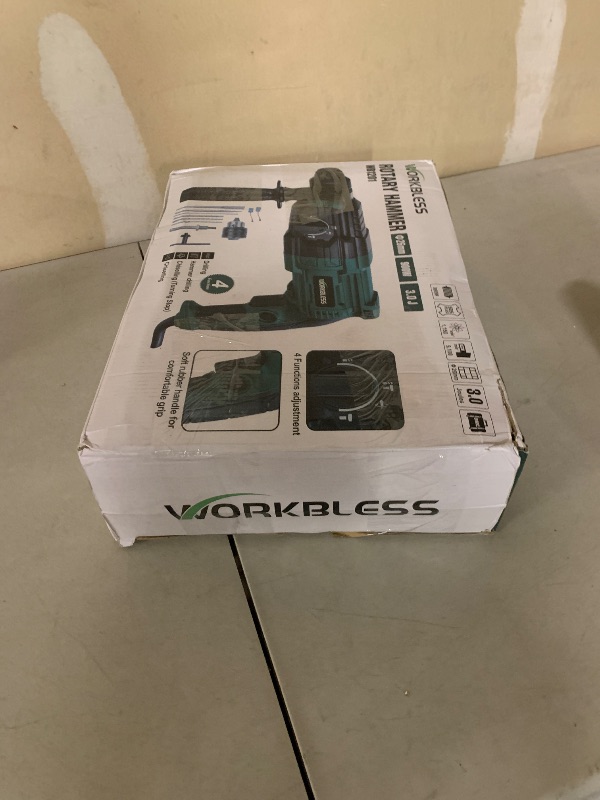 Photo 1 of WorkBless 1 Inch SDS-Plus Rotary Hammer Drill, 8Amp, 3.0J 4 Functions Variable Speed Hammer Drill with Safety Clutch for Concrete Demolition Chipping,3 Drill Bits, 2 Chisels, 1 Adapter