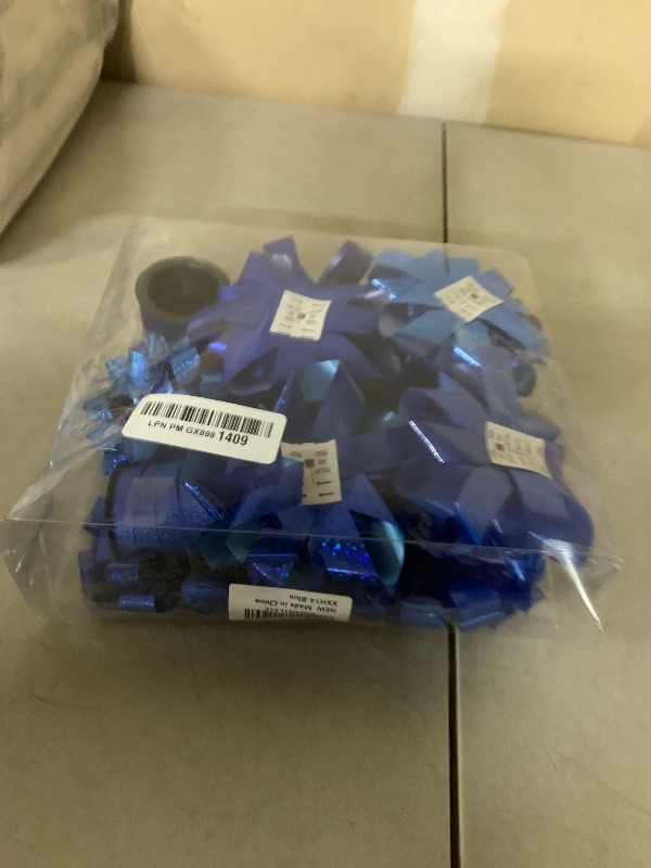 Photo 1 of 14 Pcs Gift Bows Assortment - Assorted Size Gift Bows and 2 Crimped Curling Ribbons, Perfect for Christmas, Holiday, Party (Blue)