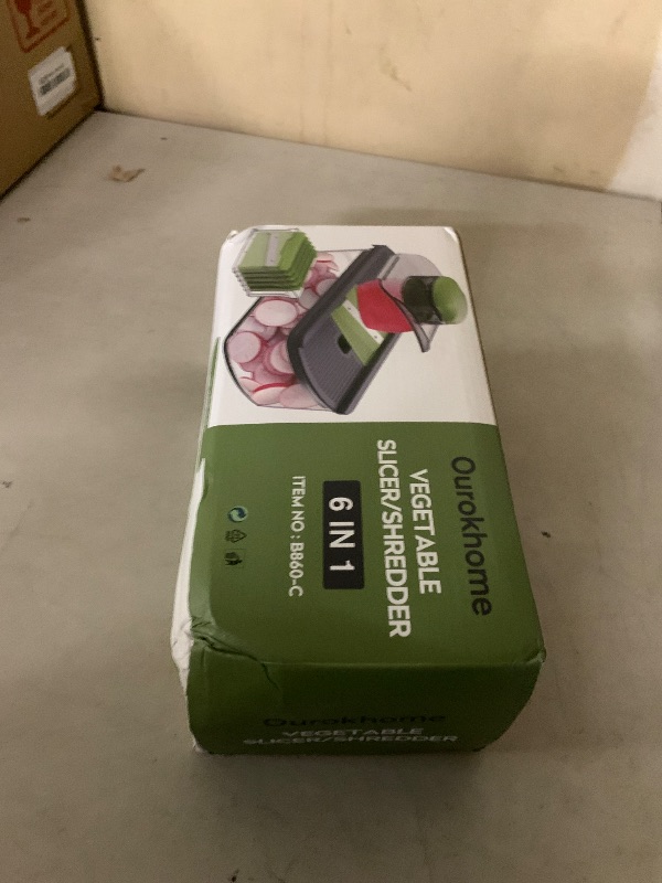 Photo 1 of Ourokhome Mandolin Slicer for Kitchen Food, Hand Safe Vegetable Shredder with 6 Mandoline Blades, Veggie Waffle Cutter for Potato, Carrot, Zucchini, Onion, Essential Kitchen Gadgets (6 in 1, Gray)