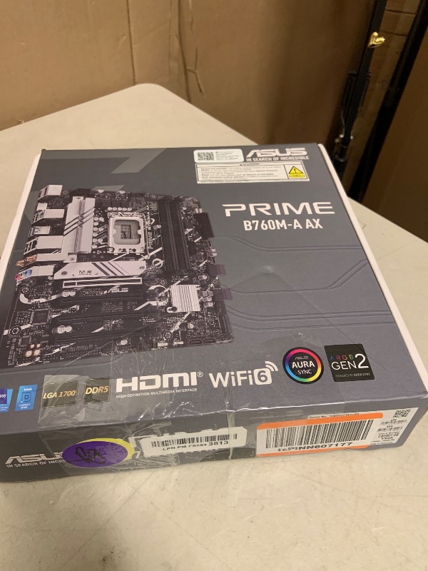Photo 1 of ASUS Prime B760M-A AX LGA 1700(Intel® 12th&13th Gen) microATX Motherboard (PCIe® 4.0, 2xM.2 Slots, DDR5,Realtek 2.5 Gb LAN,WiFi 6, DP,Rear USB 3.2 Gen 2, Front USB 3.2 Gen 1 Type-C®)