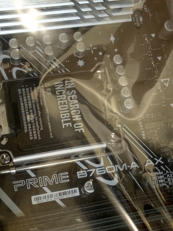 Photo 1 of ASUS Prime B760M-A AX LGA 1700(Intel® 12th&13th Gen) microATX Motherboard (PCIe® 4.0, 2xM.2 Slots, DDR5,Realtek 2.5 Gb LAN,WiFi 6, DP,Rear USB 3.2 Gen 2, Front USB 3.2 Gen 1 Type-C®)