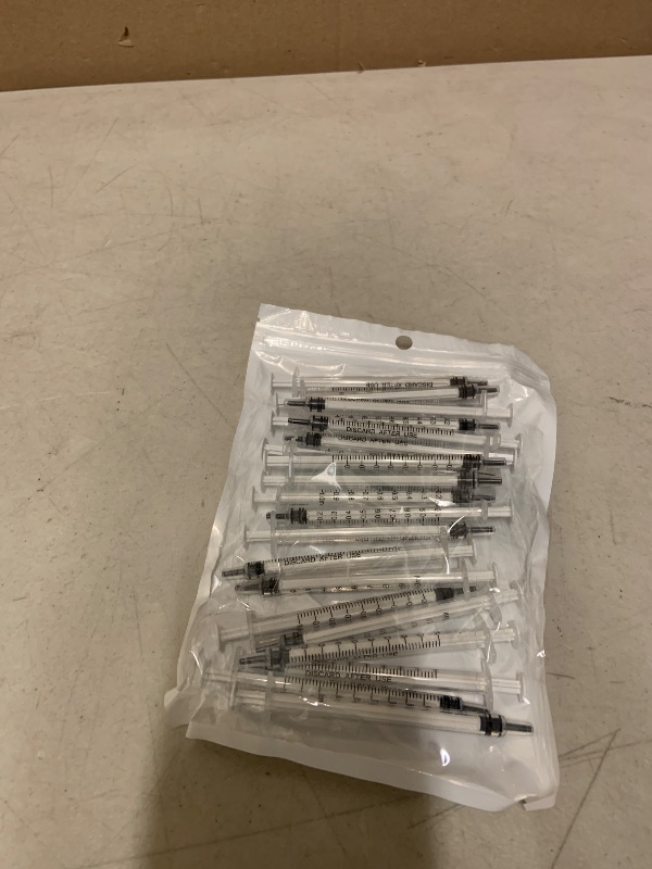 Photo 1 of 20 Pack 1ml Syringe with Cap for Liquid, 1cc Plastic Small Syringes with Cover, Non-Sterile, No Needle