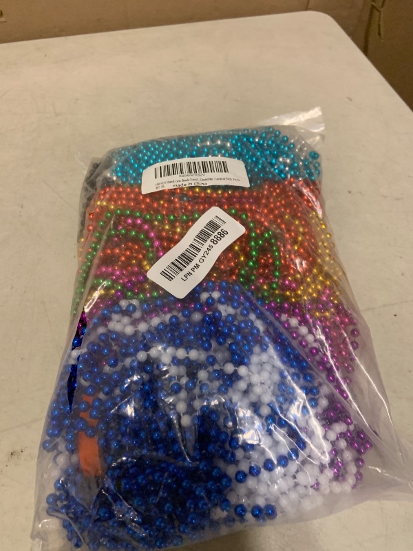 Photo 1 of 100 PCS Mardi Gras Beads Necklaces, 10 Colors 33 Inch Colorful Bead Necklaces Bulk Party Beads Necklace Round Beaded Necklaces for Mardi Gras, St. Patrick's Day, Christmas, Carnival Party Favor