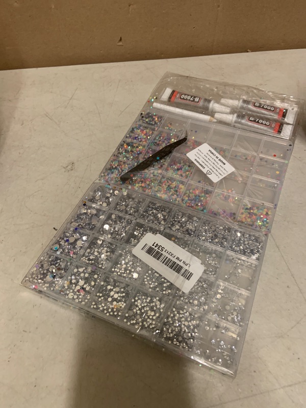 Photo 1 of 2 Boxes Rhinestones for Bedazzling Kits, Multicolor 3mm & Silver Clear 2/3/4/5/6mm Resin Flatback Gems for Diamond Art, Bedazzler Kit with 3Pcs 10ml B7000 Jewelry Glue for DIY Crafting Crafts Decor
