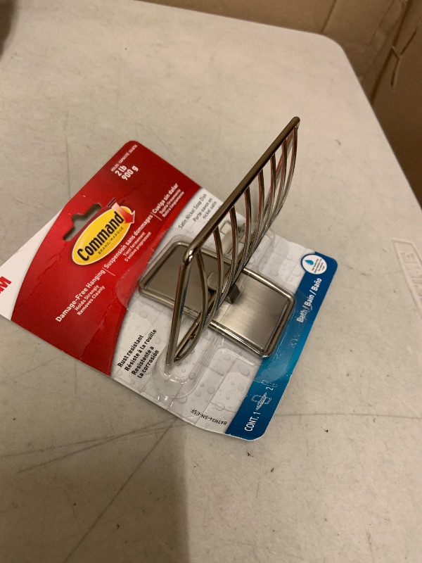 Photo 1 of Command Soap Dish for Shower, Damage Free Hanging Bathroom Soap Dish, No Tools Bar Soap Holder, 1 Satin Nickel Soap Dish and 2 Water-Resistant Command Strips