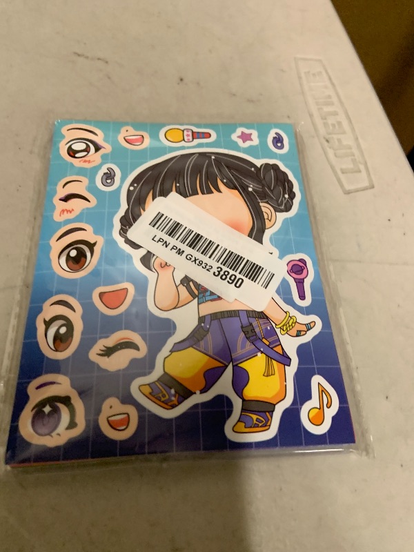 Photo 1 of 24 Sheets 5.8”x4.4” DIY Make a Face Demon Movie Hunter Stickers for Teens, Make Your Own Mixed & Matched with 8 Designed Characters Sticker for Birthday Party Supplies Favors (K24)