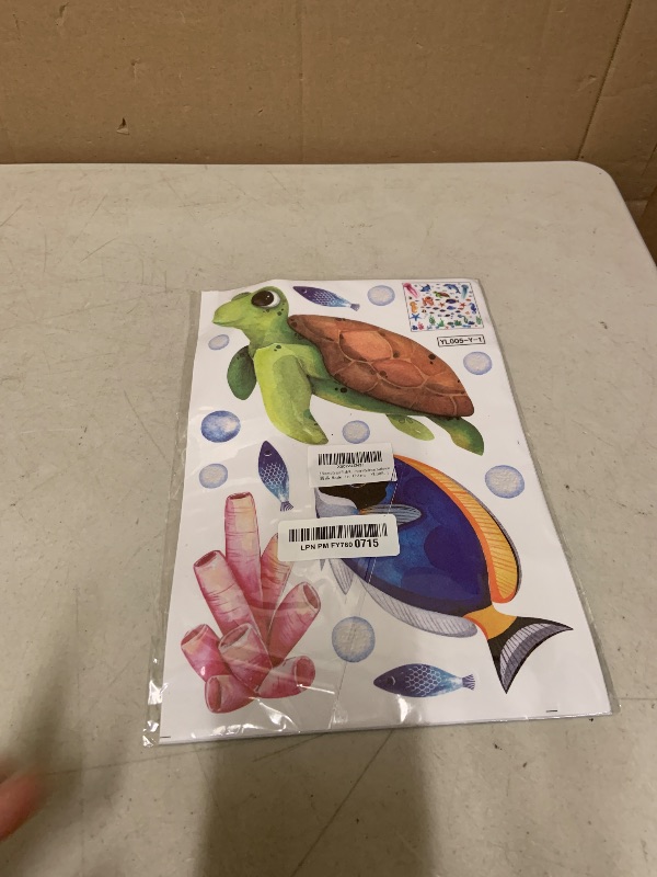 Photo 1 of 4 Sheets Ocean Fish Wall Decals Stickers Sea Wall Decal Stickers Removable Sea Life Marine Animal Sticker Underwater Ocean Creatures Decor for Kids Girls Boy Nursery Bedroom Bathroom