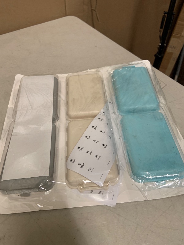 Photo 1 of 3 Pack, 14 GRIDS Travel Pill Organizer Box with Labels - Travel Medicine Case Kit - Pocket Daily Pharmacy Container - Travel Medication Holder Dispenser for Fish Oil Vitamin Supplement Storage