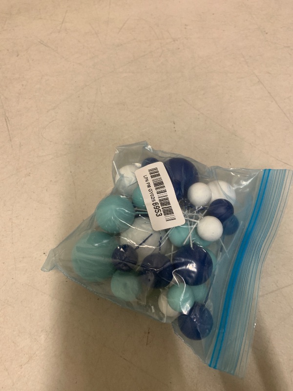 Photo 1 of 30 PCS Balls Cake Topper DIY Cake Insert Toppers Ball Cake Picks Cupcake Topper for Birthday Party Baby Shower Wedding Cake Decoration(Blue White Dark Blue)