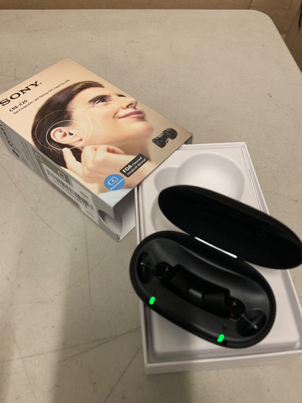Photo 1 of Sony CRE-C20 Self-Fitting OTC Hearing Aids for Mild to Moderate Hearing Loss, Prescription-Grade Sound Quality, Compact Virtually Invisible Design, Customizable App, and Rechargeable Battery