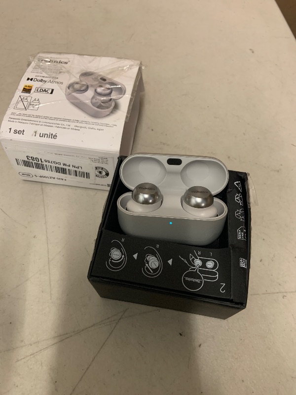 Photo 1 of Technics Reference Class Hi-Fi Wireless Earbuds, Dolby Atmos with Head Tracking, Adaptive Noise Cancelling, 3 Device Multipoint, 10-hr Battery, Wireless Charging, Improved Fit - EAH-AZ100-S (Silver)