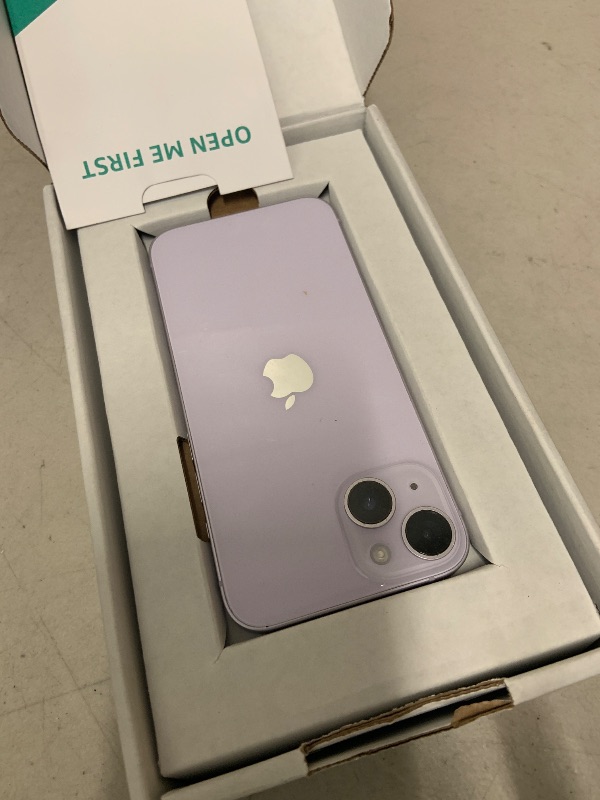 Photo 1 of SEE NOTES AND PICTURES………. Apple iPhone (Renewed Premium) 14, 128GB, Purple - Unlocked