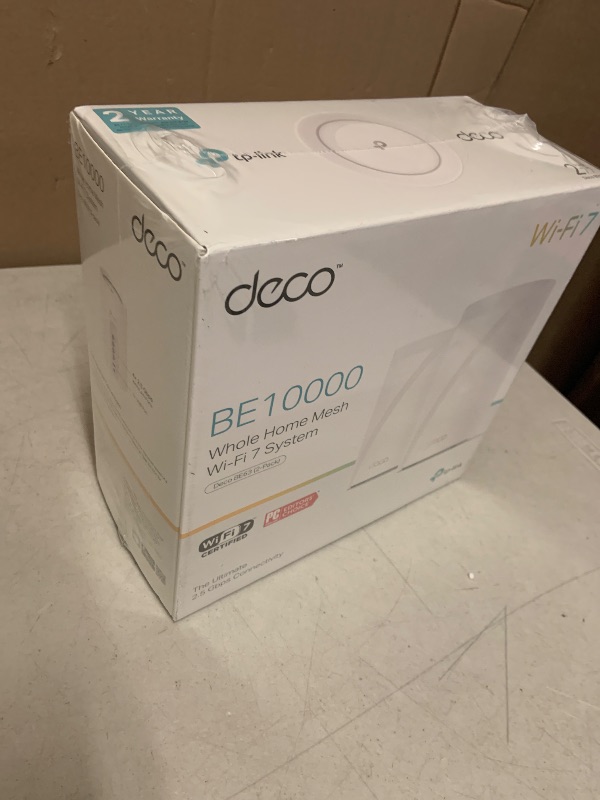 Photo 1 of TP-Link Deco 7 Pro BE63 Tri-Band WiFi 7 BE10000 Whole Home Mesh System- 6-Stream 10 Gbps, 4x2.5G Ports Wired Backhaul, 4X Smart Internal Antennas, VPN, HomeShield, Free Expert Support (2-Pack)