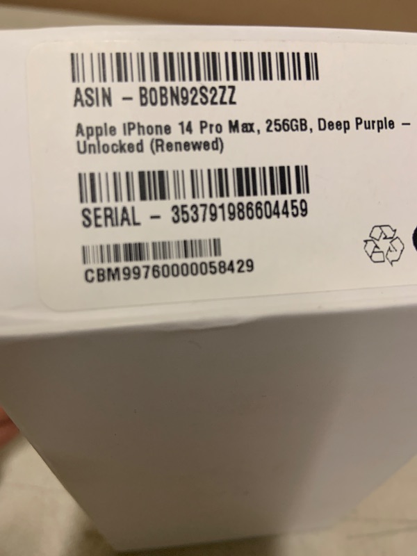 Photo 1 of Apple iPhone 14 Pro Max, 256GB, Deep Purple - Unlocked (Renewed)