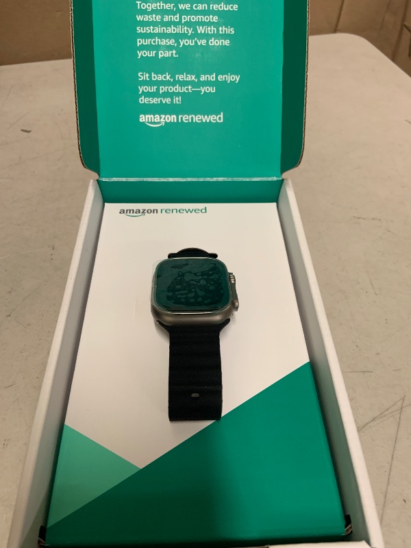 Photo 1 of Apple Watch Ultra [GPS + Cellular 49mm] Titanium Case with Midnight Ocean Band, One Size (Renewed Premium)