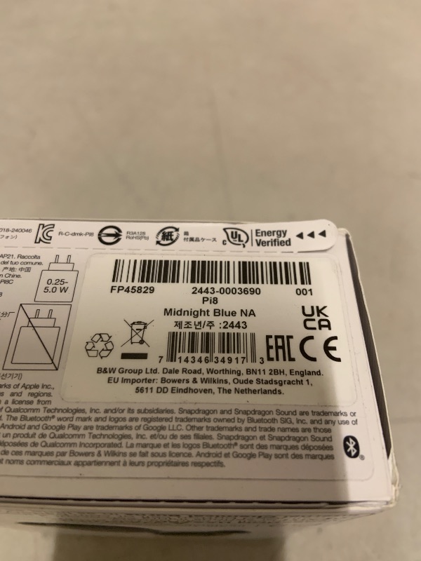 Photo 1 of Bowers & Wilkins Pi8 Wireless Bluetooth Earbuds (Midnight Blue), in-Ear Bluetooth Earphones with Qualcomm & aptX Lossless, Active Noise Cancelling Earbuds, 3 Built-in Mics, 15-Min Quick Charging