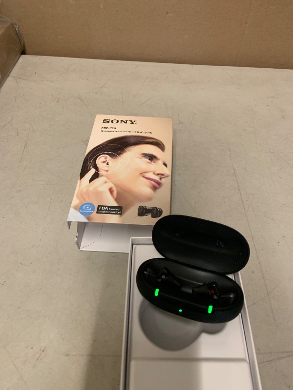 Photo 1 of Sony CRE-C20 Self-Fitting OTC Hearing Aids for Mild to Moderate Hearing Loss, Prescription-Grade Sound Quality, Compact Virtually Invisible Design, Customizable App, and Rechargeable Battery