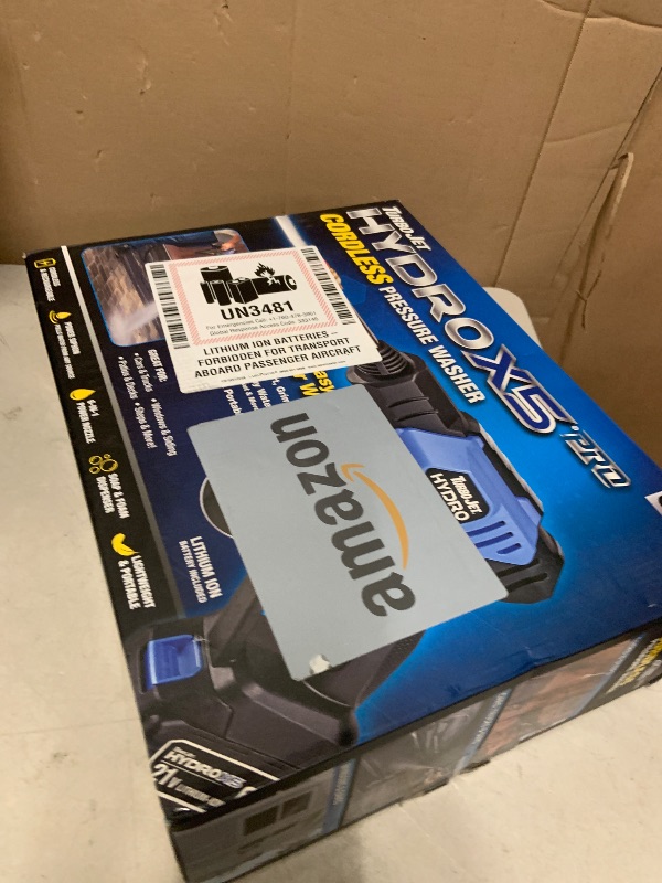 Photo 1 of Ontel Turbo Jet HydroX5 Pro Portable Cordless Pressure Washer (21V 3000mAh Battery), 6-in-1 Nozzle, Dual Water Source, 16ft Detachable Hose