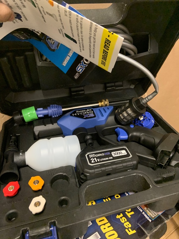 Photo 1 of Ontel Turbo Jet HydroX5 Pro Portable Cordless Pressure Washer (21V 3000mAh Battery), 6-in-1 Nozzle, Dual Water Source, 16ft Detachable Hose