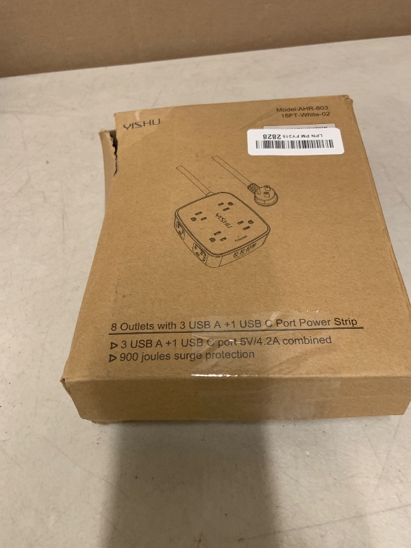 Photo 1 of 15 Ft Surge Protector Power Strip - 8 Widely Outlets with 4 USB Ports, 3 Side Outlet Extender with 15 Feet Extension Cord, Flat Plug, Wall Mount, Desk USB Charging Station, ETL, White