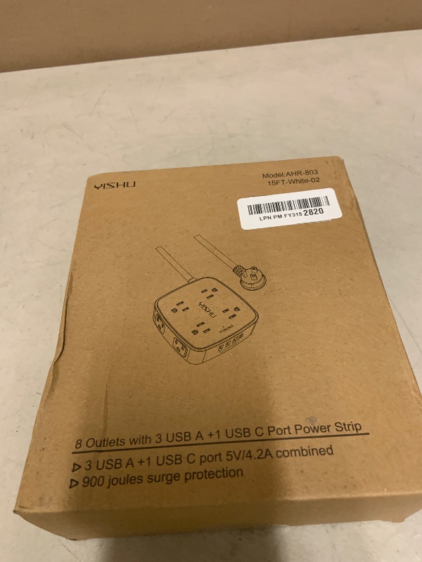 Photo 1 of 15 Ft Surge Protector Power Strip - 8 Widely Outlets with 4 USB Ports, 3 Side Outlet Extender with 15 Feet Extension Cord, Flat Plug, Wall Mount, Desk USB Charging Station, ETL, White