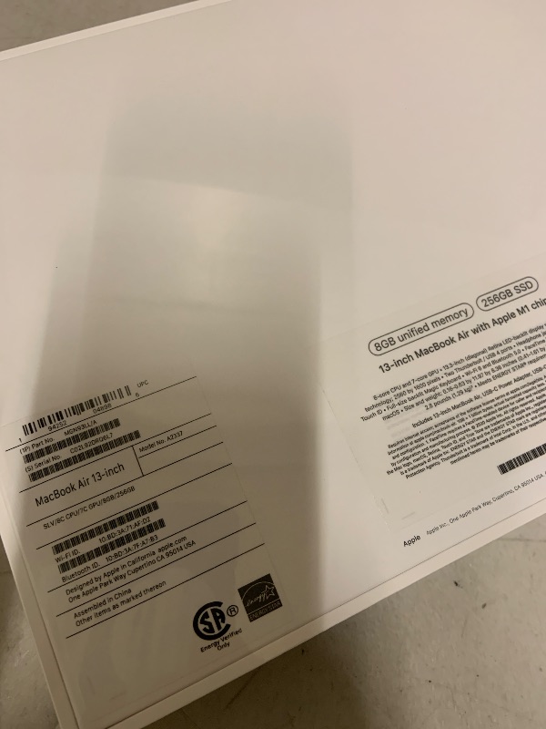 Photo 1 of 2020 Apple MacBook Air Laptop: Apple M1 Chip, 13” Retina Display, 8GB RAM, 256GB SSD Storage, Backlit Keyboard, FaceTime HD Camera, Touch ID. Works with iPhone/iPad; Silver