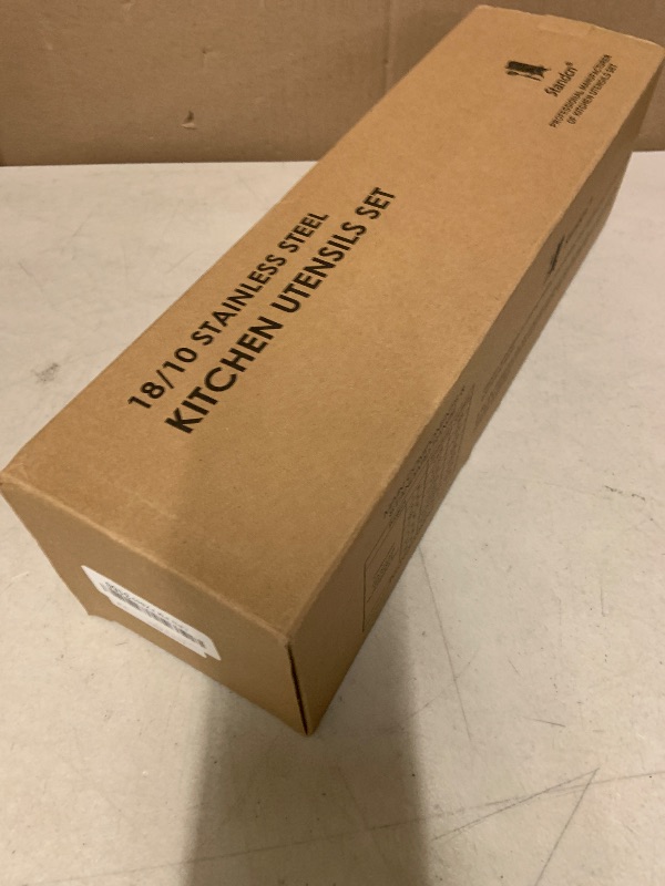 Photo 1 of 18/10 Stainless Steel Kitchen Utensils Set - 15” All Metal Cooking Tools, 11PCS - 2 Tongs, Fork, Solid Spoon, Slotted Spoon, Spatula, Soup Ladle, Skimmer, Slotted Spatula, Spaghetti Spoon, Large Spoon