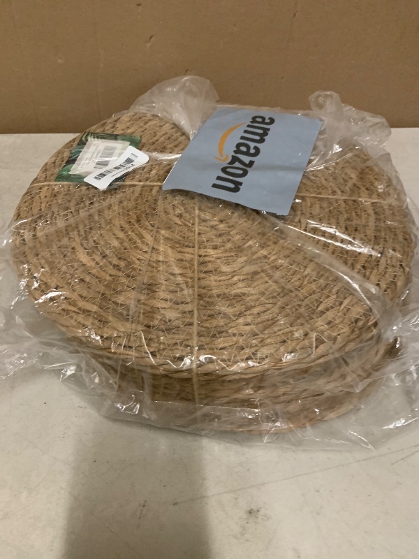Photo 1 of 13.8'' Round Woven Placemats Set of 12, Boho Rattan Chargers for Dinner Plates, Rustic Wicker Place Mats, Straw Braided Table Placemats, for Dining Table Decor, Wedding, Farmhouse and Outdoor