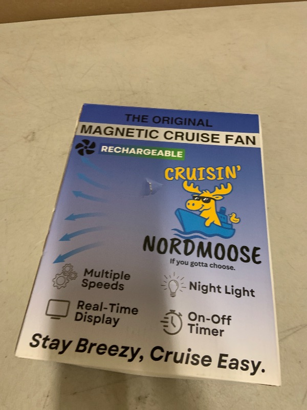 Photo 1 of Magnetic Cruise Fan with Remote Control - Durable Rechargeable Battery, Multi-Color RGB LED Light, Sleep-Friendly Smart Display & Timer, Magnetically Sticks on Cabin Ceilings and Walls - Easy to Pack