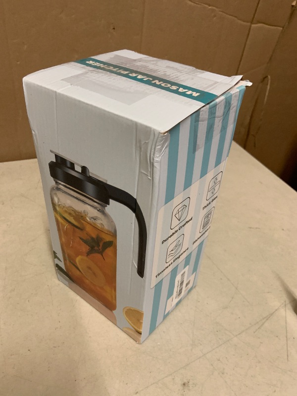 Photo 1 of 2 Quart Glass Pitcher with Lid - Mason Jar Pitcher with Filter Lid, Wide Mouth Jar Leak-proof Water Jug, Heavy Duty Glass Container for Water, Juice, Milk, Tea, Iced Coffee, and Drinks